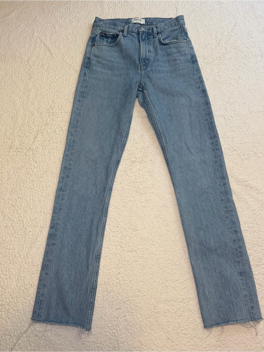 AGOLDE Cherie High Rise Blue Straight Jeans in Merit Size 24 100% Cotton - Picture 2 of 9